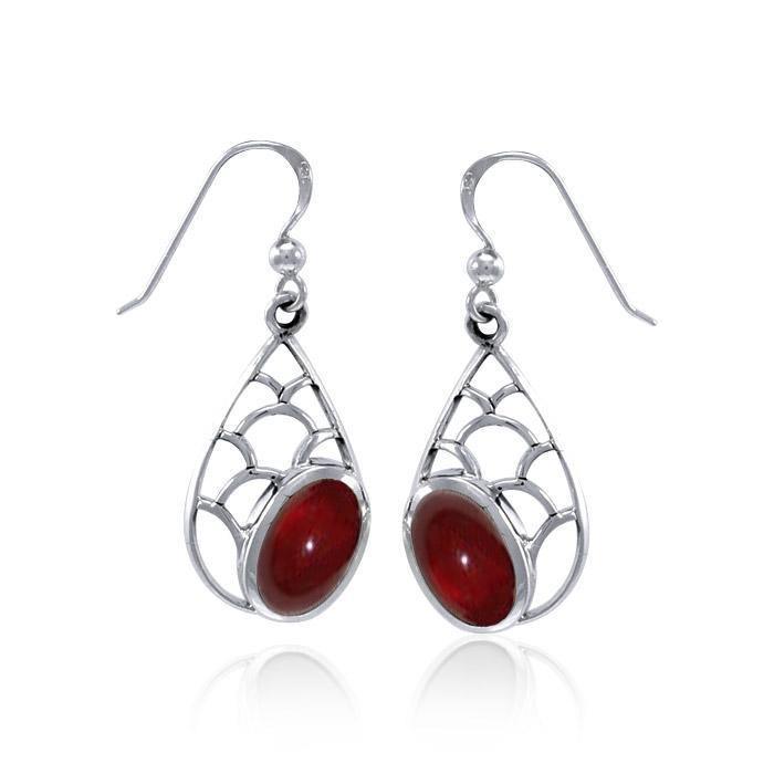 Teardrop Shape Silver Earrings with Gemstone TER1246