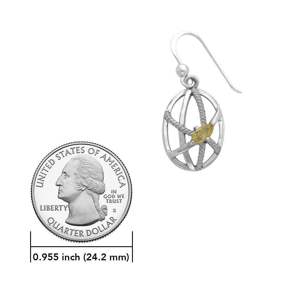 Contemporary Oval Shape with Rope Design Sterling Silver Earrings TER1253