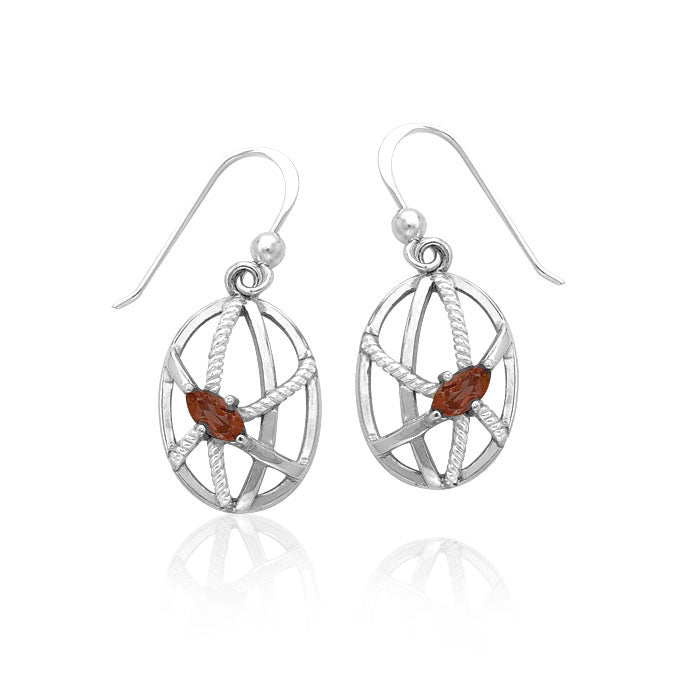 Contemporary Oval Shape with Rope Design Sterling Silver Earrings TER1253