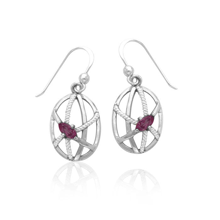 Contemporary Oval Shape with Rope Design Sterling Silver Earrings TER1253