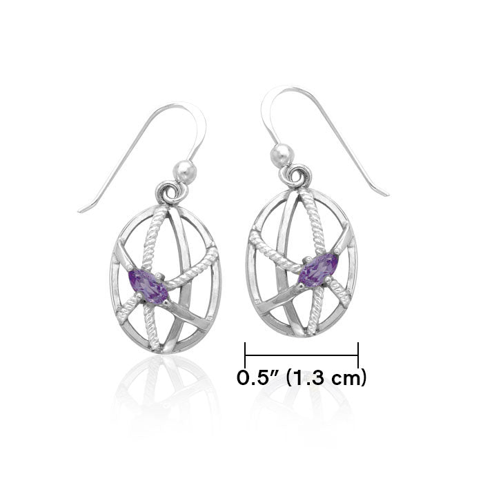 Contemporary Oval Shape with Rope Design Sterling Silver Earrings TER1253