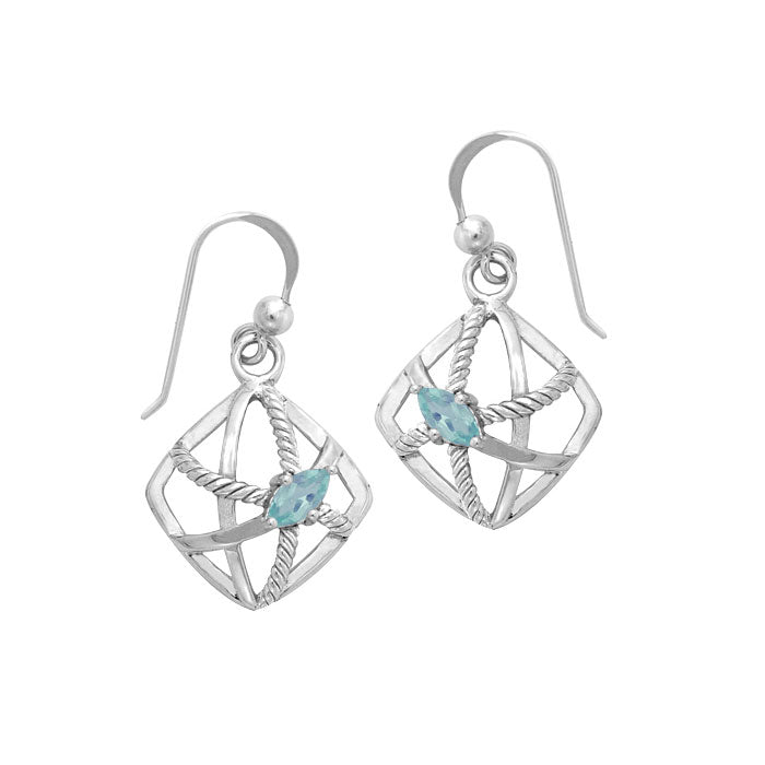 Contemporary Diamond Shape with Rope Design Sterling Silver Earrings TER1254