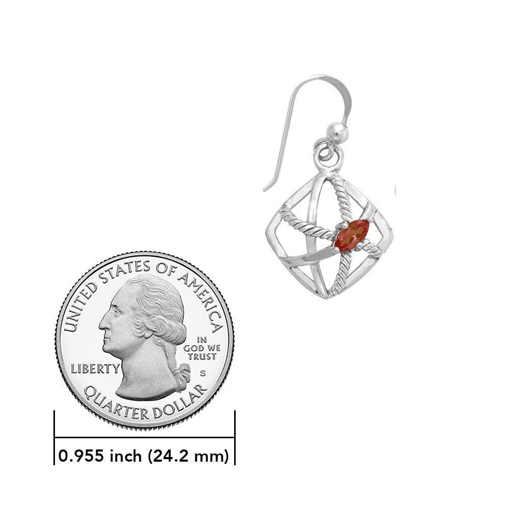 Contemporary Diamond Shape with Rope Design Sterling Silver Earrings TER1254