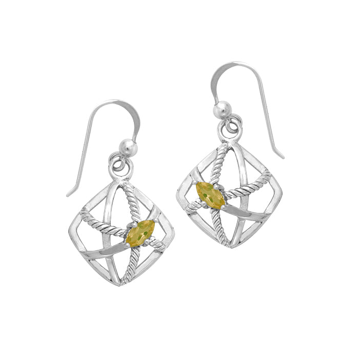 Contemporary Diamond Shape with Rope Design Sterling Silver Earrings TER1254