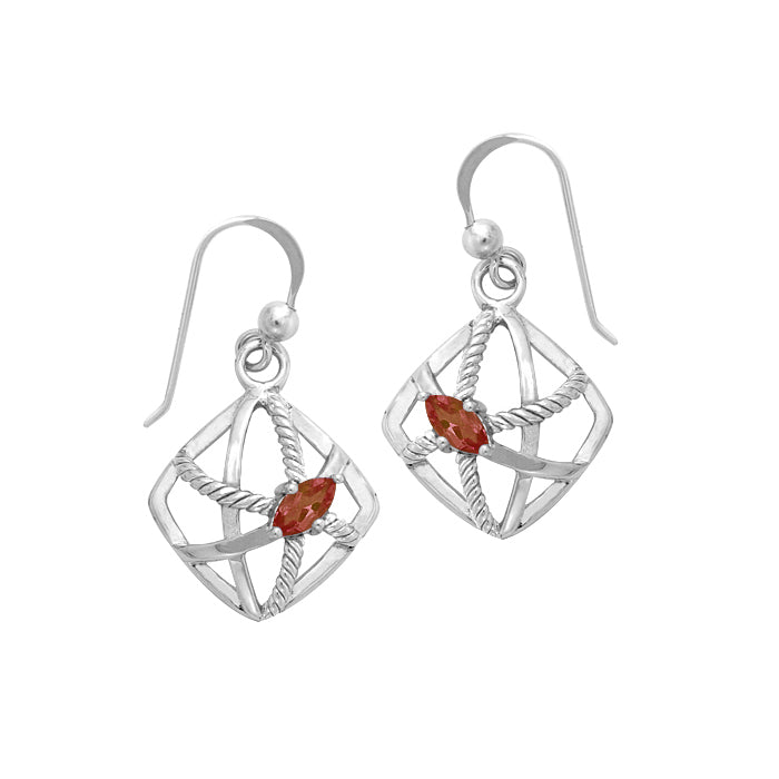 Contemporary Diamond Shape with Rope Design Sterling Silver Earrings TER1254