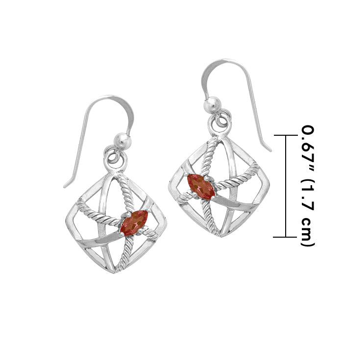 Contemporary Diamond Shape with Rope Design Sterling Silver Earrings TER1254