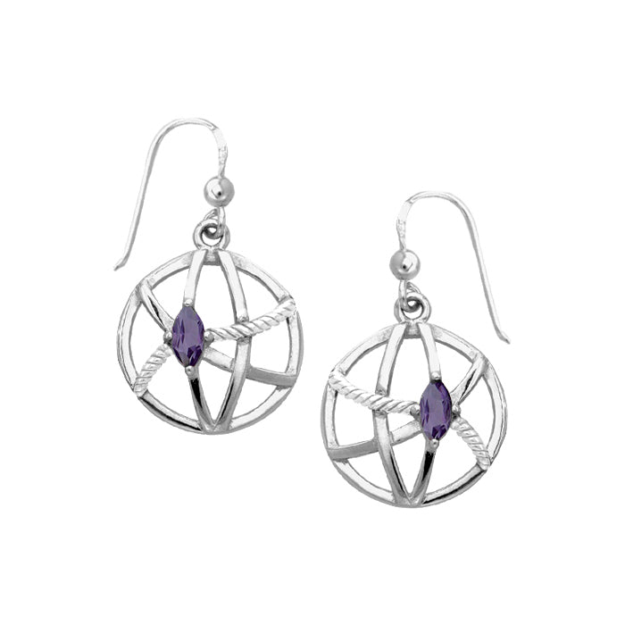 Contemporary Round Shape with Rope Design Sterling Silver Earrings TER1255