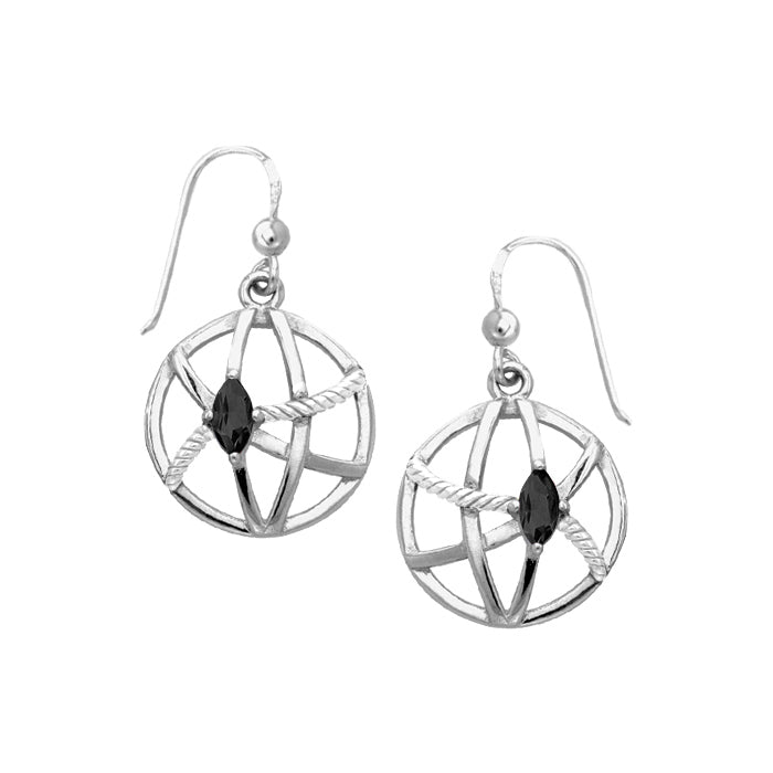 Contemporary Round Shape with Rope Design Sterling Silver Earrings TER1255
