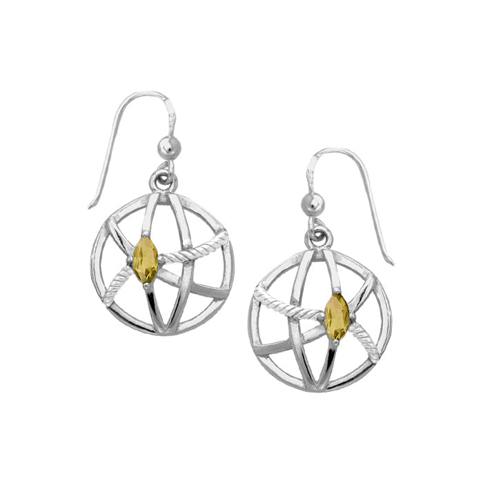 Contemporary Round Shape with Rope Design Sterling Silver Earrings TER1255