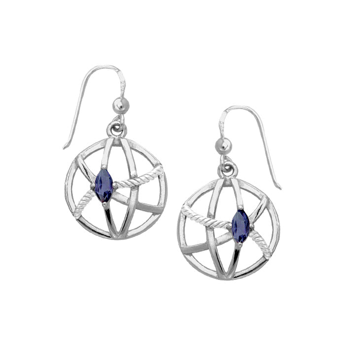 Contemporary Round Shape with Rope Design Sterling Silver Earrings TER1255