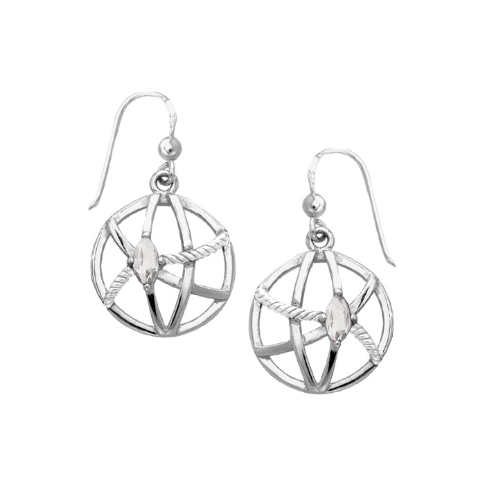 Contemporary Round Shape with Rope Design Sterling Silver Earrings TER1255