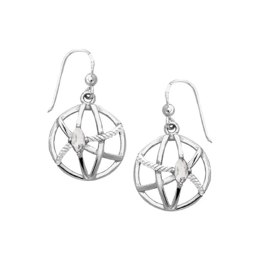 Contemporary Round Shape with Rope Design Sterling Silver Earrings TER1255