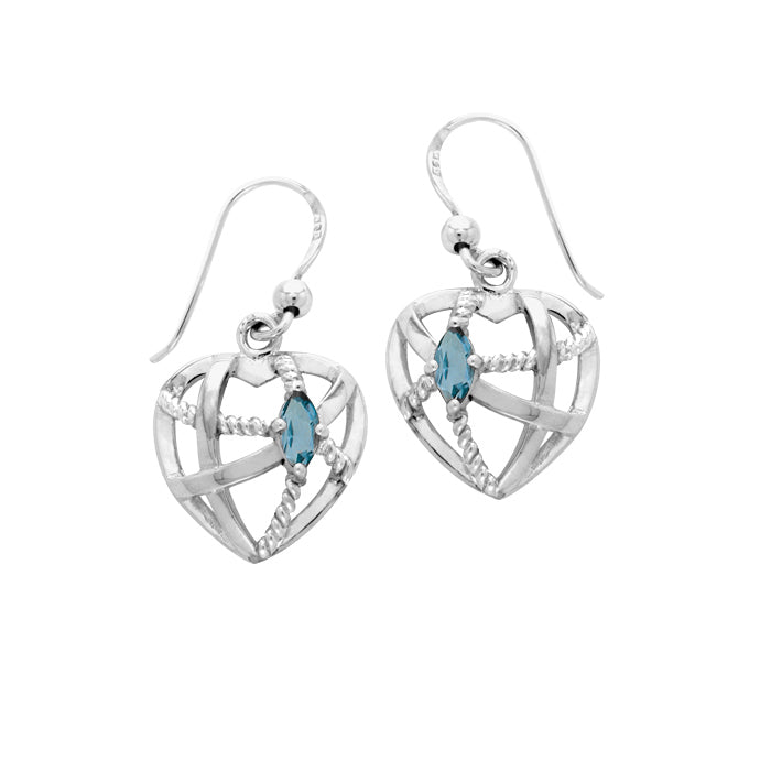 Contemporary Heart Shape with Rope Design Sterling Silver Earrings TER1256