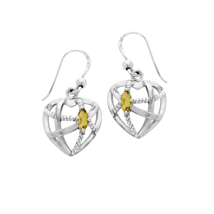 Contemporary Heart Shape with Rope Design Sterling Silver Earrings TER1256