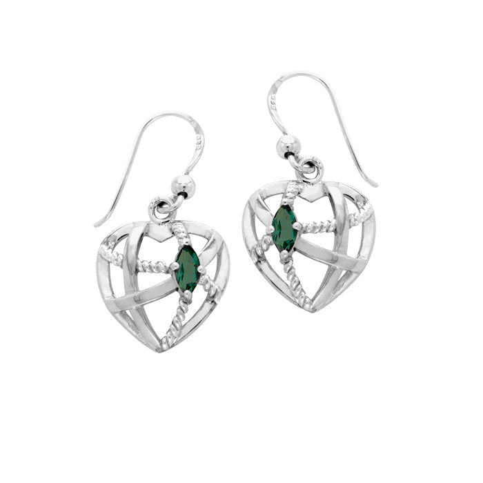 Contemporary Heart Shape with Rope Design Sterling Silver Earrings TER1256