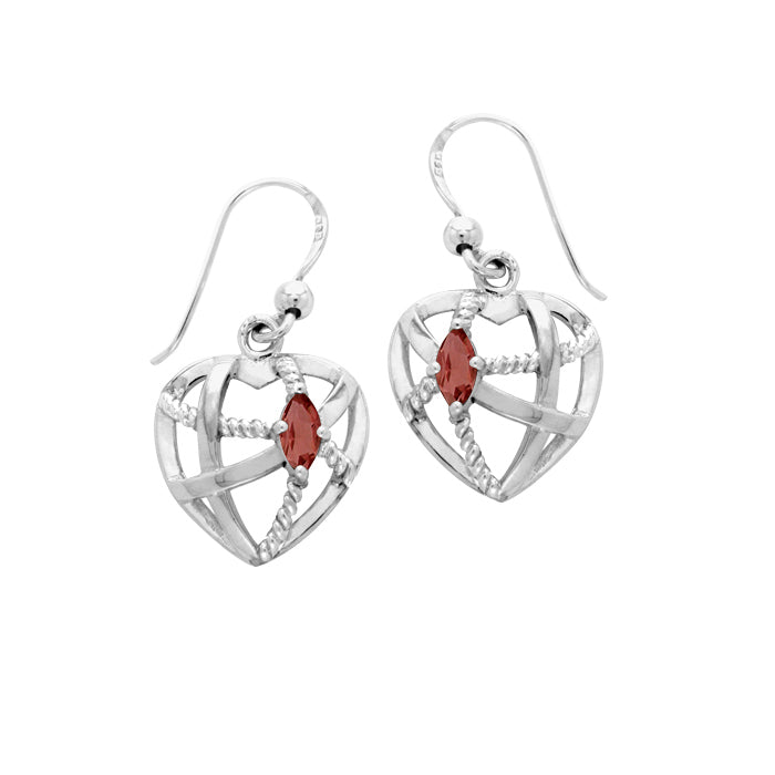 Contemporary Heart Shape with Rope Design Sterling Silver Earrings TER1256