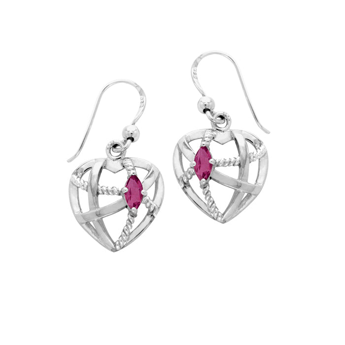 Contemporary Heart Shape with Rope Design Sterling Silver Earrings TER1256