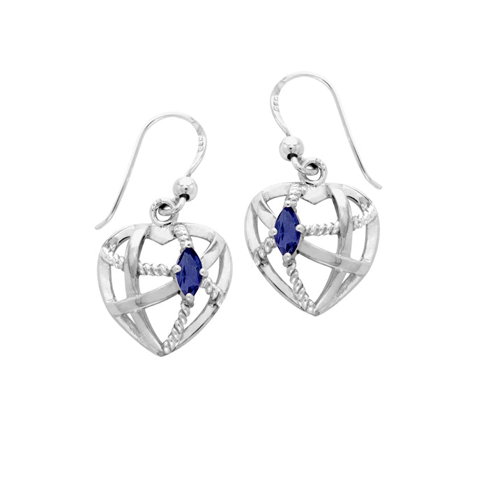 Contemporary Heart Shape with Rope Design Sterling Silver Earrings TER1256