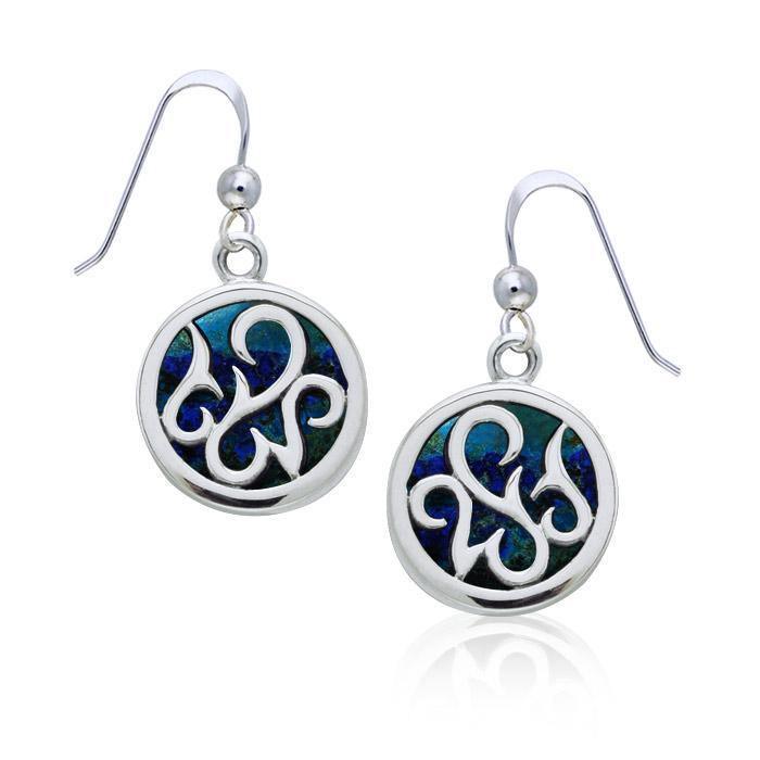 Round Silver Earrings with Inlay Stone TER1262