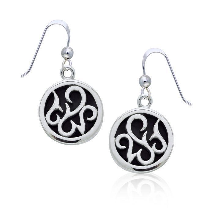 Round Silver Earrings with Inlay Stone TER1262