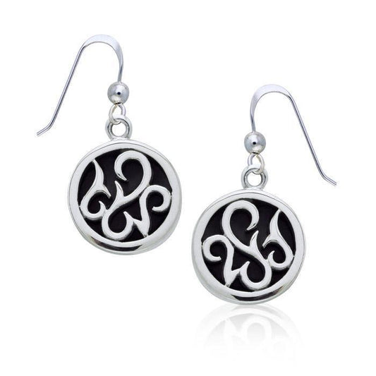 Round Silver Earrings with Inlay Stone TER1262