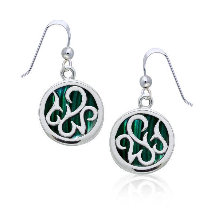 Round Silver Earrings with Inlay Stone TER1262