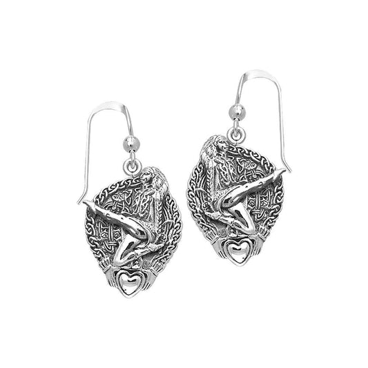 Celtic Knot Claddagh Irish Dancer Silver Earrings TER129
