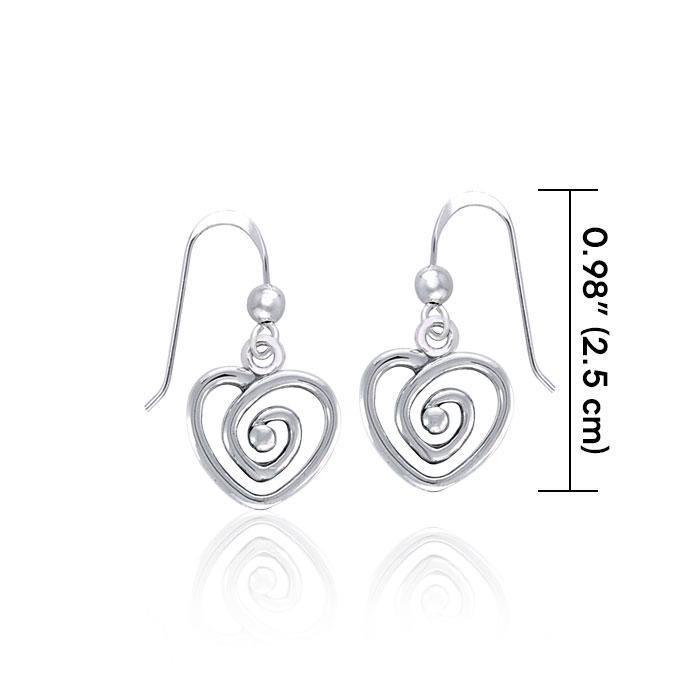 Spiral Heart Celtic Contemporary Silver Earrings TER1313