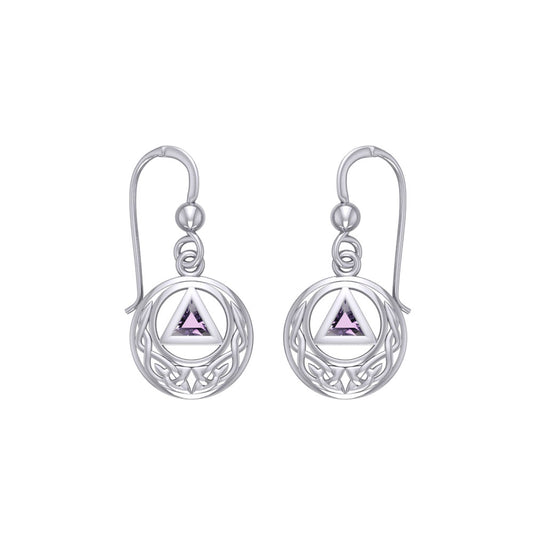 Recovery Symbol with Celtic Design Sterling Silver Earrings TER2247