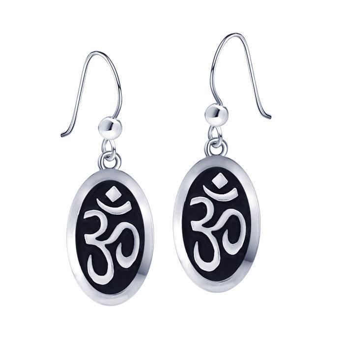 Oval Om Silver Earrings TER1378