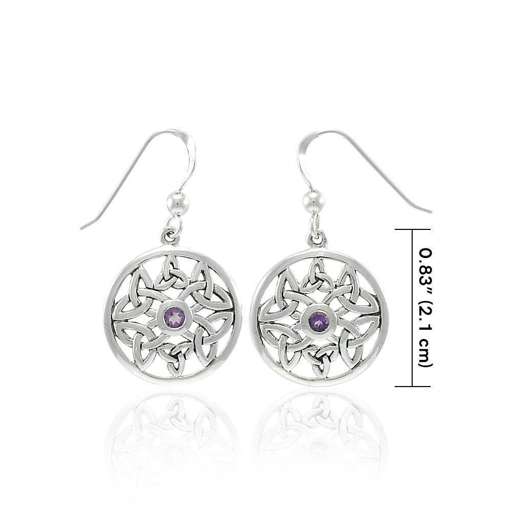 Celtic Trinity Knot Silver Earrings with Gemstone TER1390