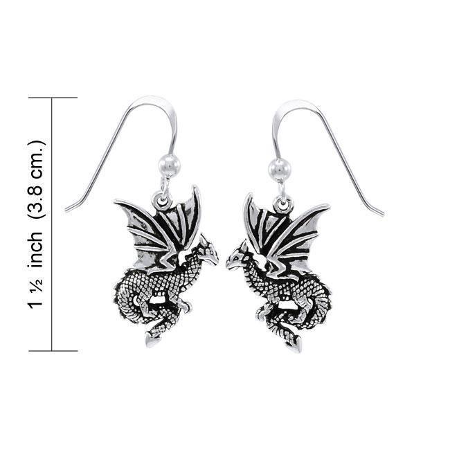 Fantasy Dragon Silver Earrings TER1475