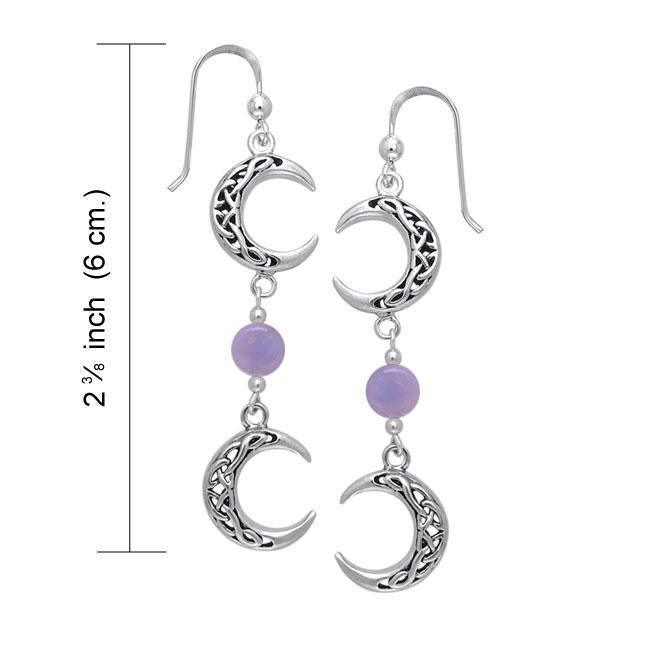 Celtic Knotwork Silver Crescent Moon Earrings TER149