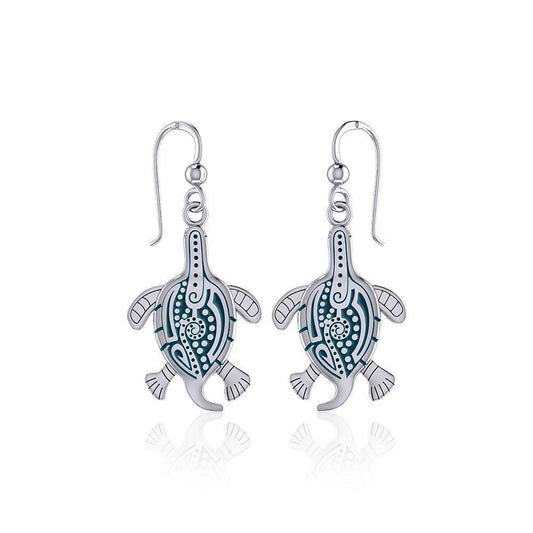 Aboriginal Turtle Silver Earrings TER1561