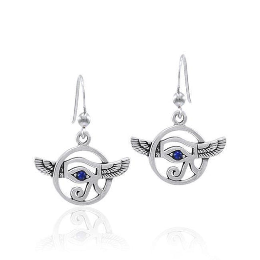 Winged Eye of Horus Silver Earrings TER1566