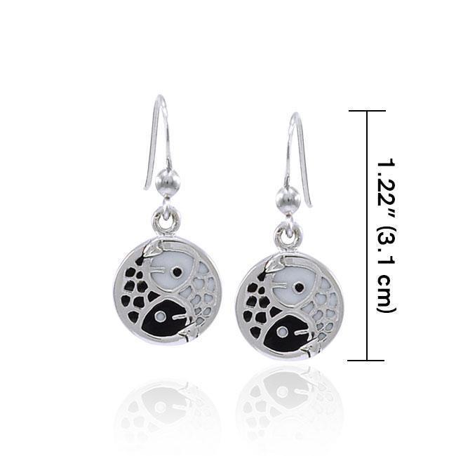 Koi Fish Yin Yang Silver Earrings TER1591