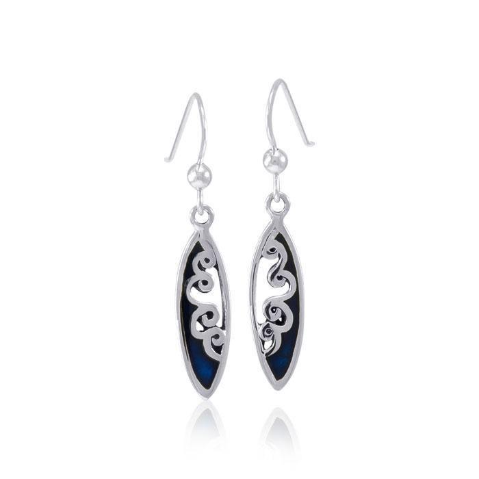 Ocean Wave Inlaid Surfboard Earrings TER1598