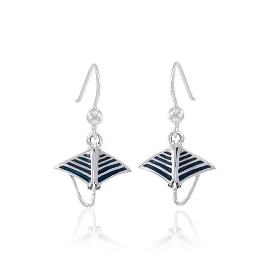 Manta Ray Sterling Silver Dangle Earrings TER1605