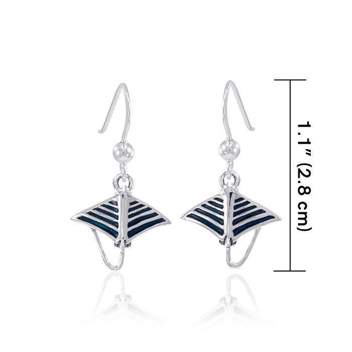 Manta Ray Sterling Silver Dangle Earrings TER1605