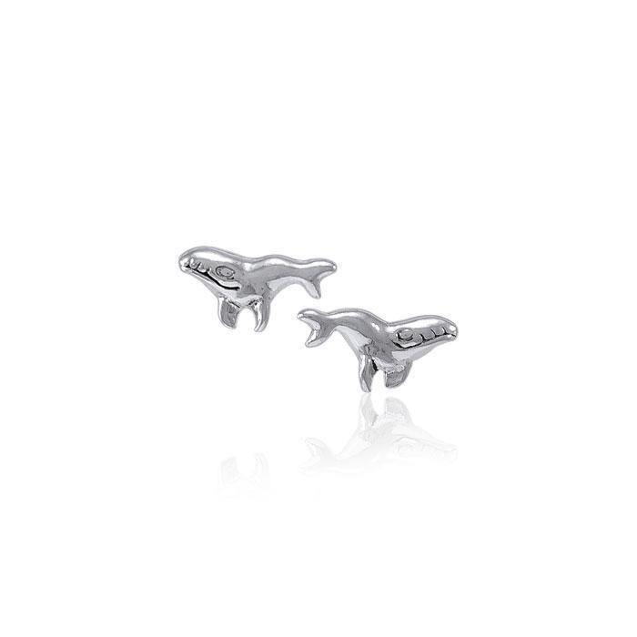 Humpback Whale Silver Post Earrings TER1606
