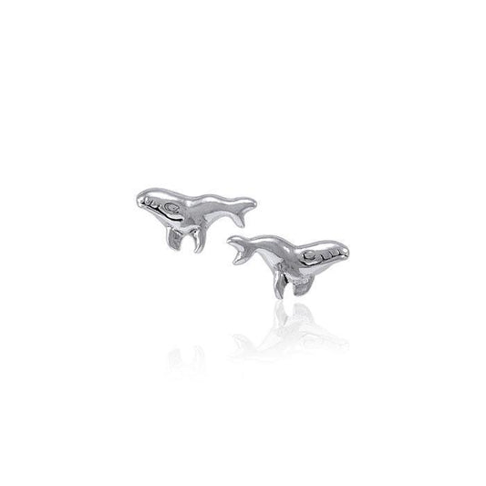 Humpback Whale Silver Post Earrings TER1606