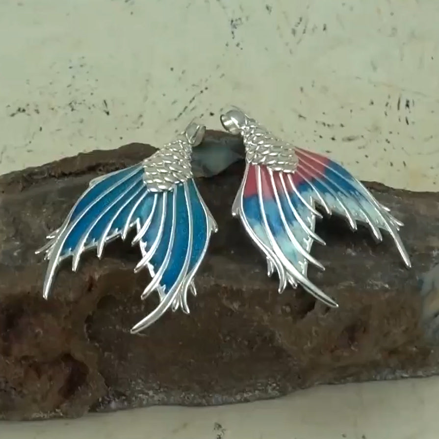 Mermaid Tail with Enamel Sterling Silver Earring TER1646