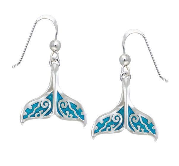 Whale Tail with Enamel Sterling Silver Earring TER1653