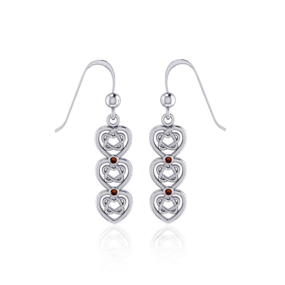 A love that goes on and on ~ Celtic Knotwork Heart Sterling Silver Dangle Earrings TER1689