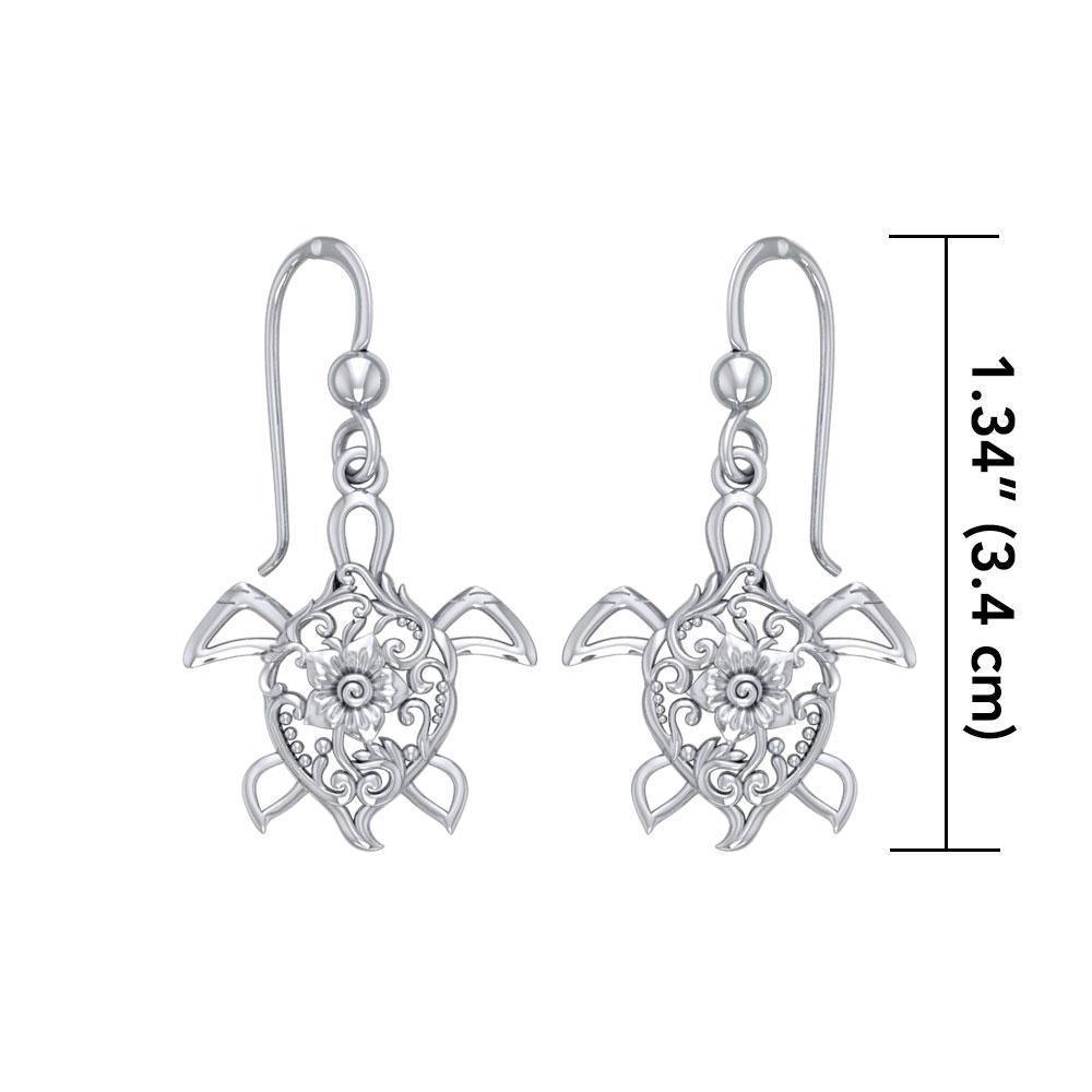 The fairies of the sea ~ Sterling Silver Sea Turtle Filigree Hook Earrings Jewelry TER1706 - peterstone.dropshipping