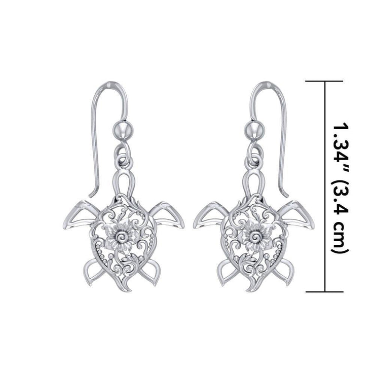 The fairies of the sea ~ Sterling Silver Sea Turtle Filigree Hook Earrings Jewelry TER1706