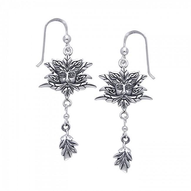 The special gift of Nature ~ Sterling Silver Green Man Dangle Earrings TER171