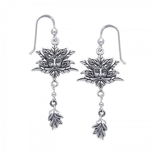 The special gift of Nature ~ Sterling Silver Green Man Dangle Earrings TER171