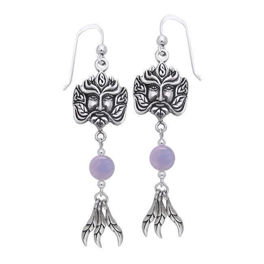 Green Man Silver Earrings TER172
