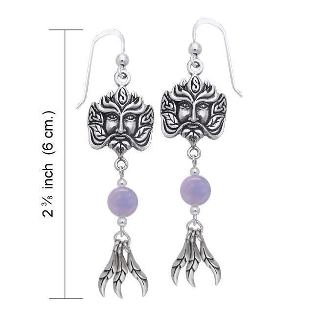 Green Man Silver Earrings TER172